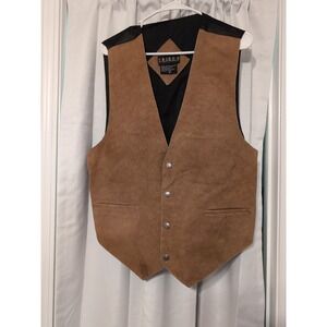 Vtg.‎ Y2K Tribes Suede Leather Vest Men's XL Lined Cowboy Western Gentlemen